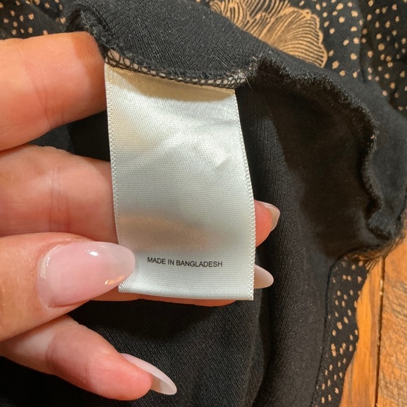 Express Men’s Black Polo Shirt XL Tan Floral Print Short Sleeve - Picture 4 of 6